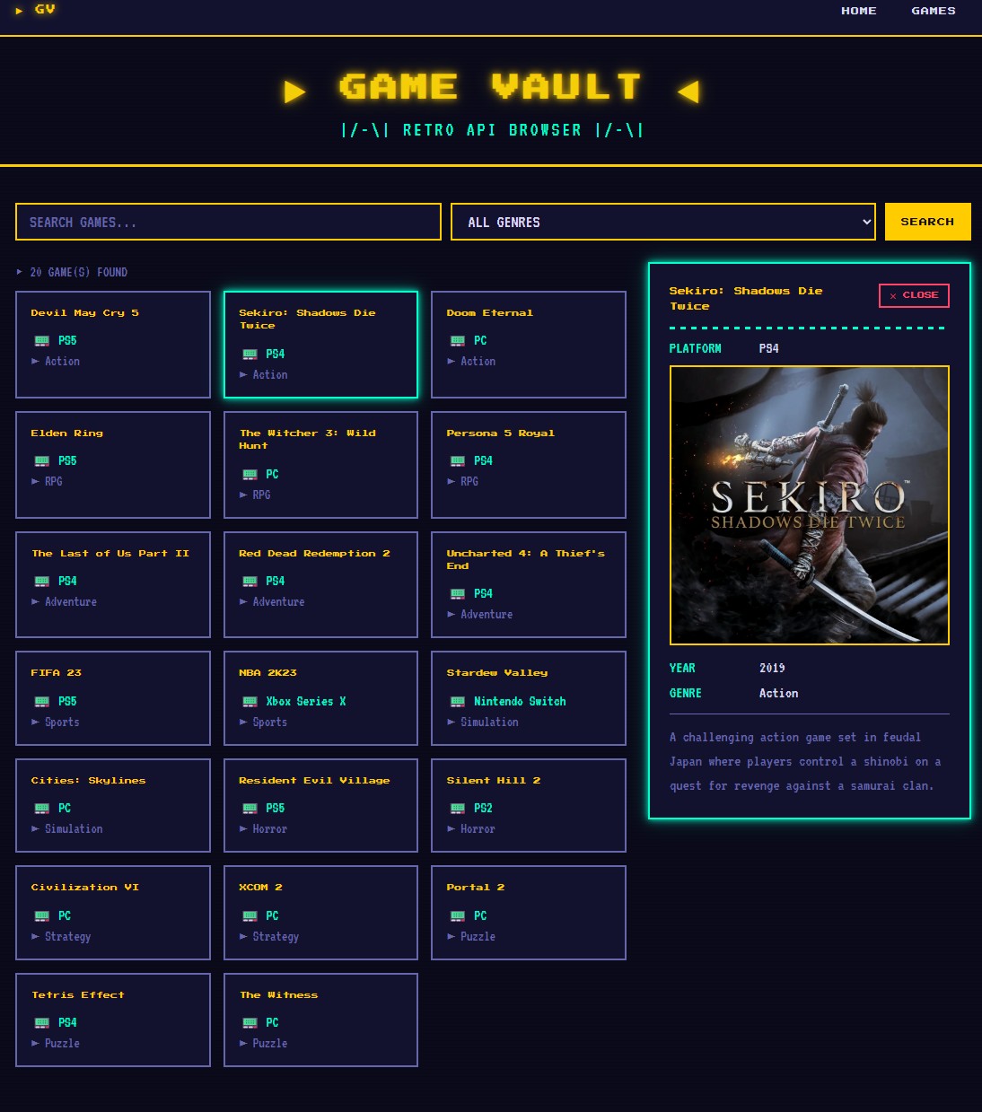 GameVault - Vue 3 & Laravel API detail